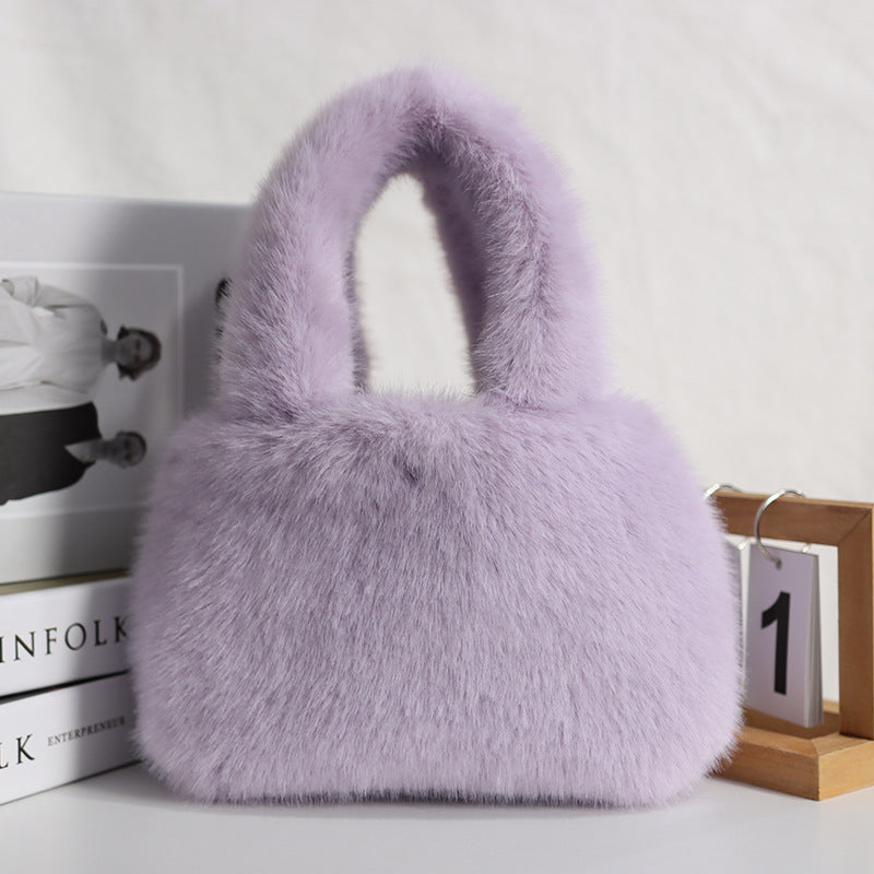 Furry Cute Artificial Fur Rex Rabbit Mink Plush Hand Bag - The Number 1 Things