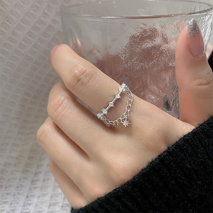 925 Silver Meteor Double Layer Chain Ring Women's Light Luxury - The Number 1 Things