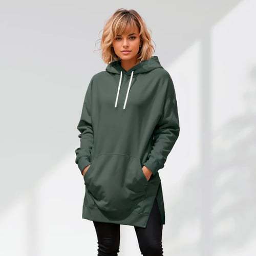 Solid Color Hooded Split Shoulder Sleeve Brushed Hoody - The Number 1 Things