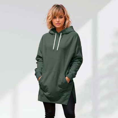 Solid Color Hooded Split Shoulder Sleeve Brushed Hoody - The Number 1 Things