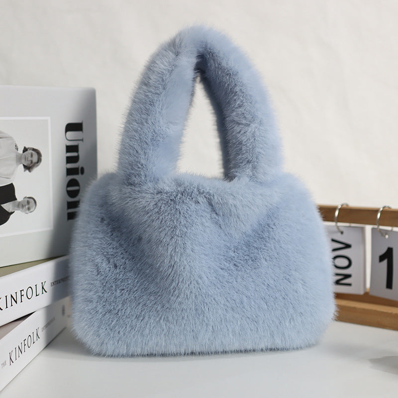 Furry Cute Artificial Fur Rex Rabbit Mink Plush Hand Bag - The Number 1 Things