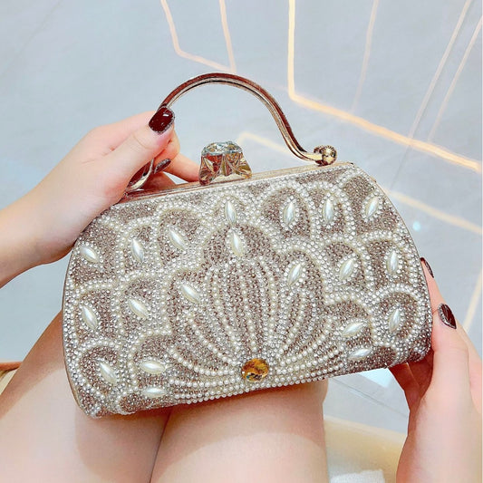 Women's Portable Solid Color Creative Rhinestone Handbag - The Number 1 Things