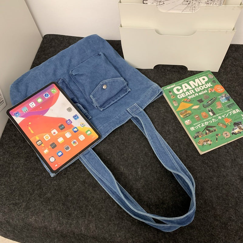 Retro Washed Denim Shoulder Underarm Bag - The Number 1 Things