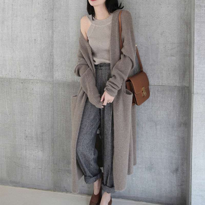 Women's Mid-length Thick Knitted Cardigan Sweater Coat - The Number 1 Things