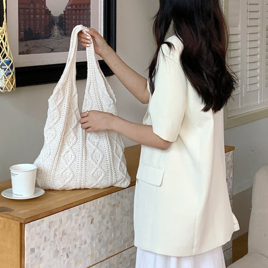 Portable Retro Hollow Knitted Woolen Yarn Bag Shoulder Tote Bag - The Number 1 Things