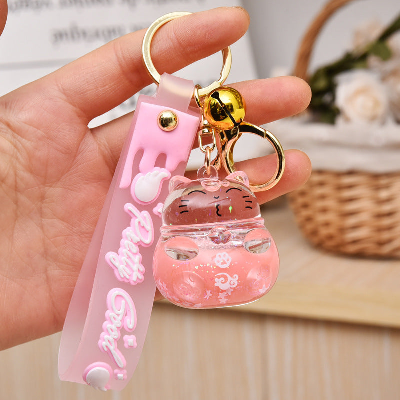 Cartoon Acrylic Floating Fortune Cat Keychain - The Number 1 Things