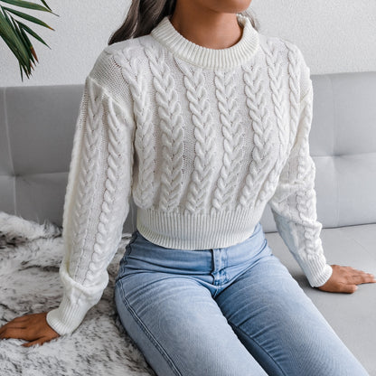 Twist Waist Knitted Cropped Sweater Women's Clothing - The Number 1 Things