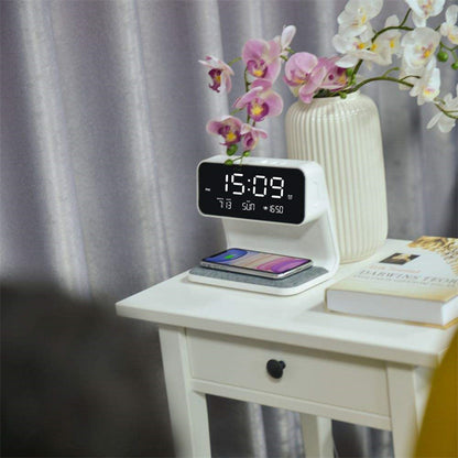 3 In 1 Bedside Lamp Wireless Charging LCD Screen Alarm Clock Wireless Phone Charger - The Number 1 Things