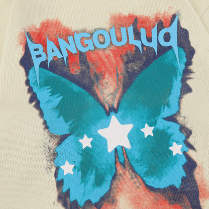 Niche Butterfly Print Loose Round Neck Sweater - The Number 1 Things
