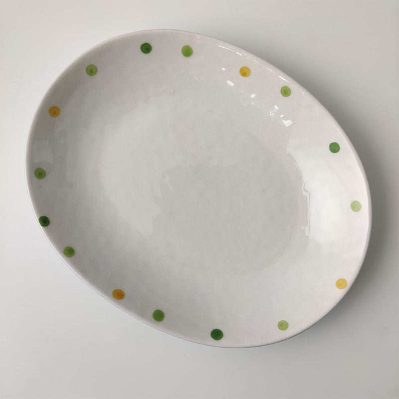 Dot Ceramic Plate Set Small Breakfast Plate Dessert Plate Flavor Plate Oval Plate - The Number 1 Things