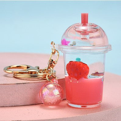 Quicksand Oil Five-pointed Star Strawberry Key Chain Floating Acrylic - The Number 1 Things