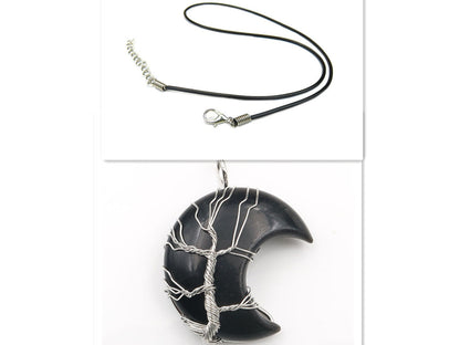 Cross-Border New Handmade Necklace Jewelry Moon Natural Crystal Stone Tree Of Life Jewelry Pendant Necklace Accessories - The Number 1 Things