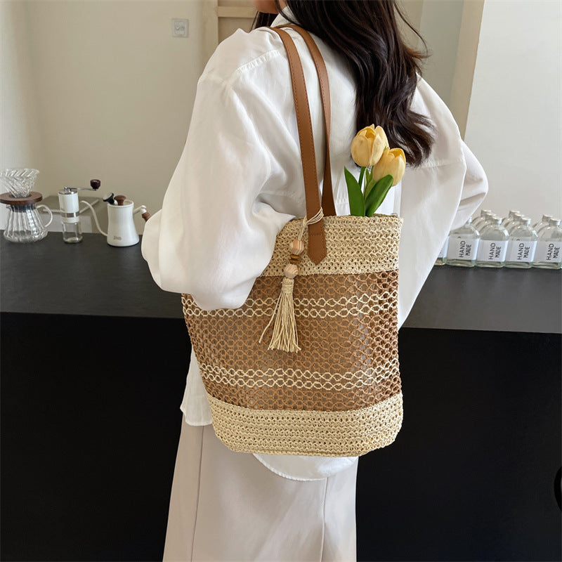 Summer Stripe Straw Sholder Bags With Tassel Pendant Fashion Large Capacity Seaside Vacation Beach Bags - The Number 1 Things