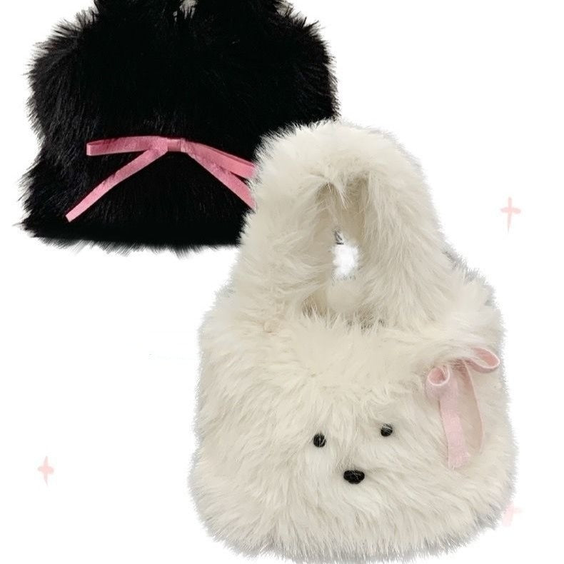 Cute Furry Puppy Portable Bowknot Bag - The Number 1 Things