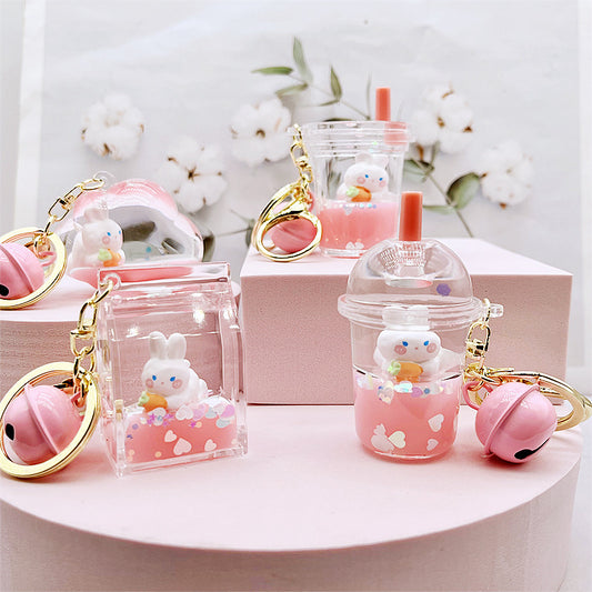 Liquid Quicksand Bottle Turnip Rabbit Key Chain - The Number 1 Things