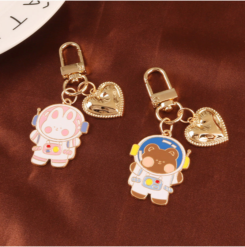 Cartoon Space Rabbit Space Bear Alloy Keychain Pendant - The Number 1 Things