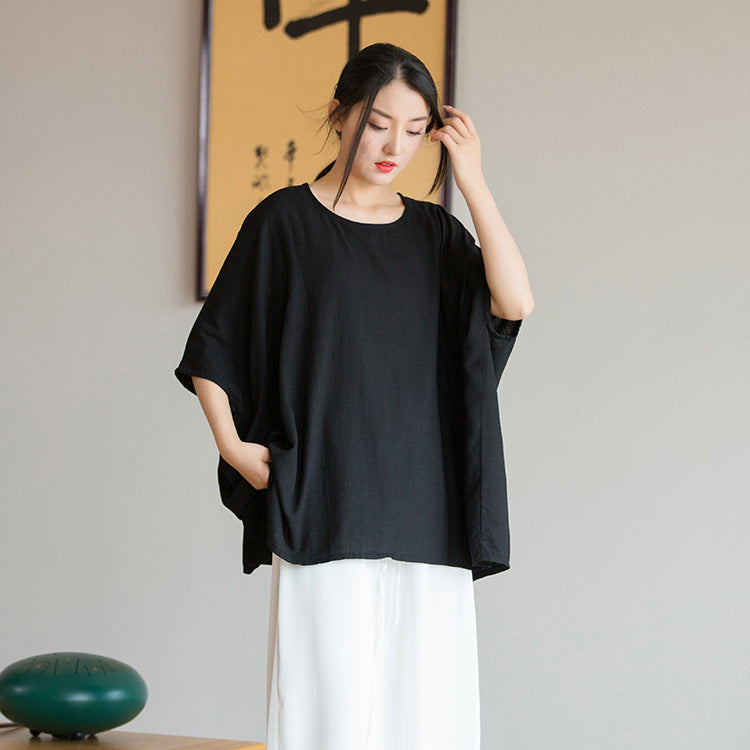 Light Literary Loose Bat Sleeve Women's Sunscreen T-shirt - The Number 1 Things