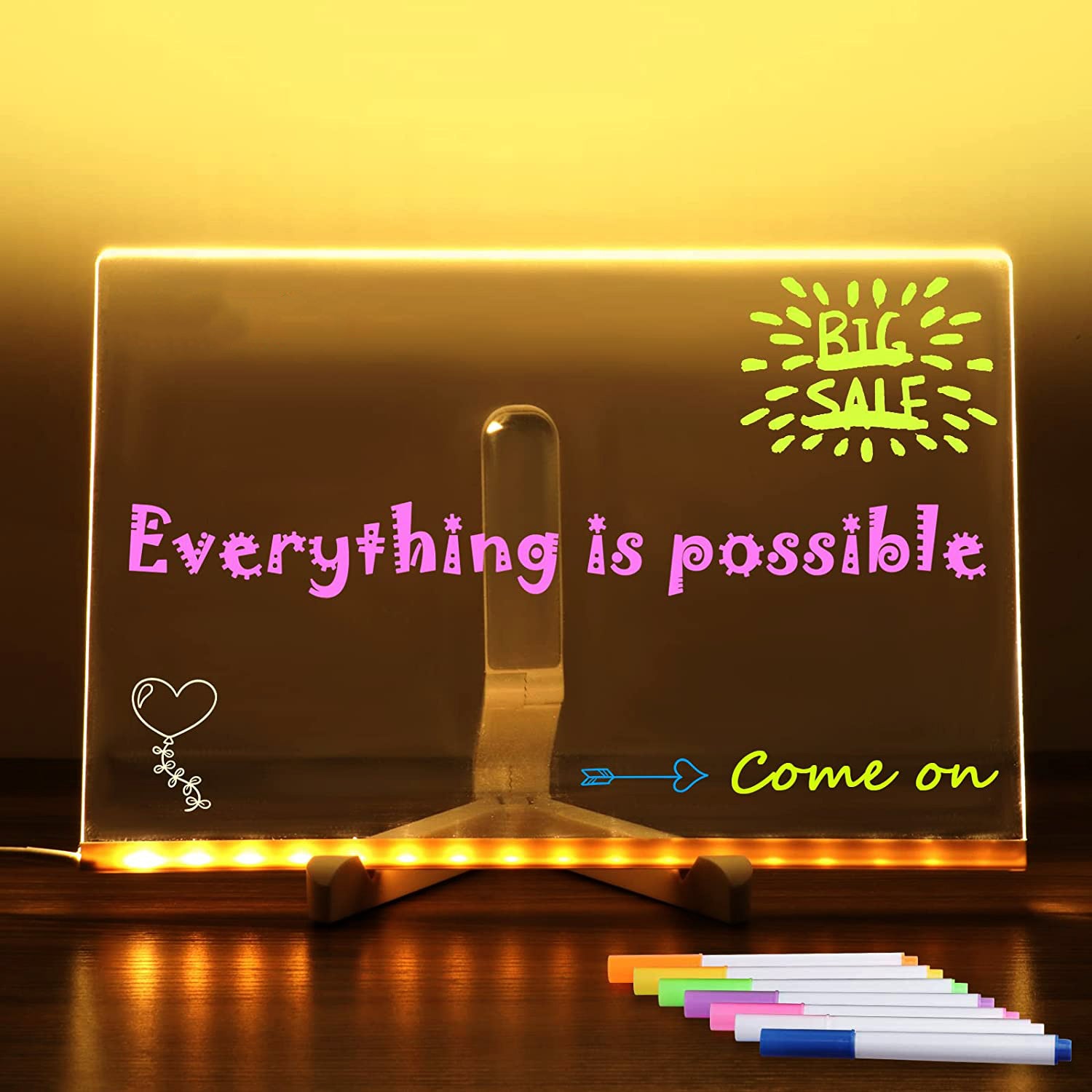 Acrylic DIY Note Board LED Night Light Creative Message Board Holiday Lamp With 7Pens USB LED Desk Lamp Note Daily Moment Painting Lamp - The Number 1 Things