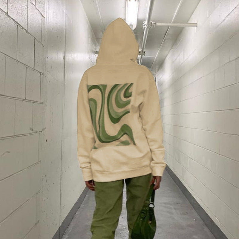 European And American New Women's Irregular Ripple Printed Hooded Sweater - The Number 1 Things