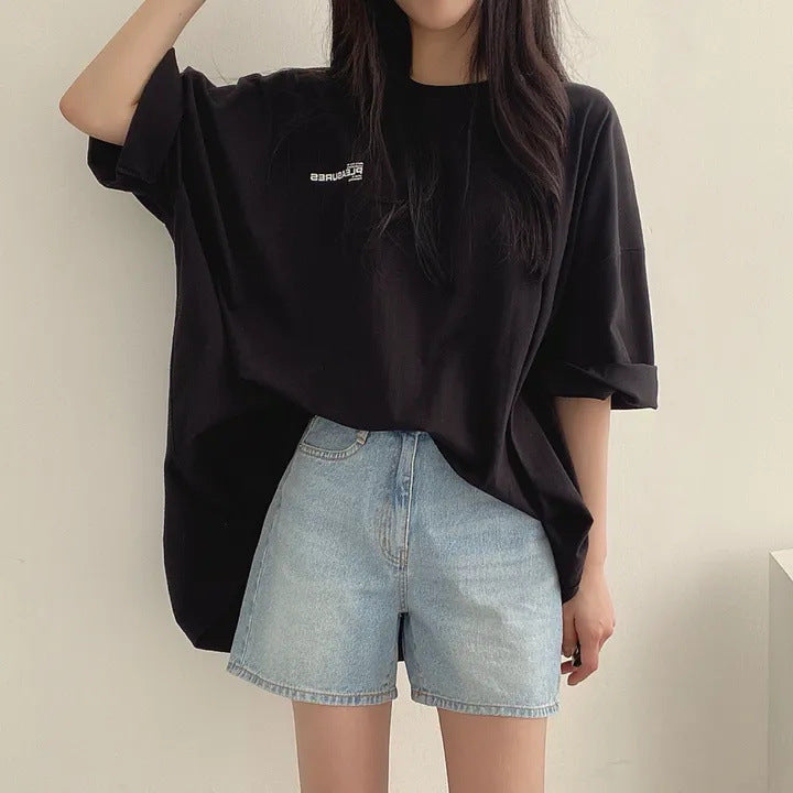 Mid-length Cotton Short-sleeved T-shirt For Women Summer