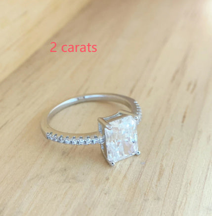 S925 Sterling Silver Moissanite High Fixed 2 Karat Rectangular - The Number 1 Things