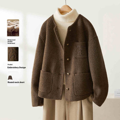 Women's Embroidered Wool Reversible Woolen Coat Slim-fit Coat - The Number 1 Things