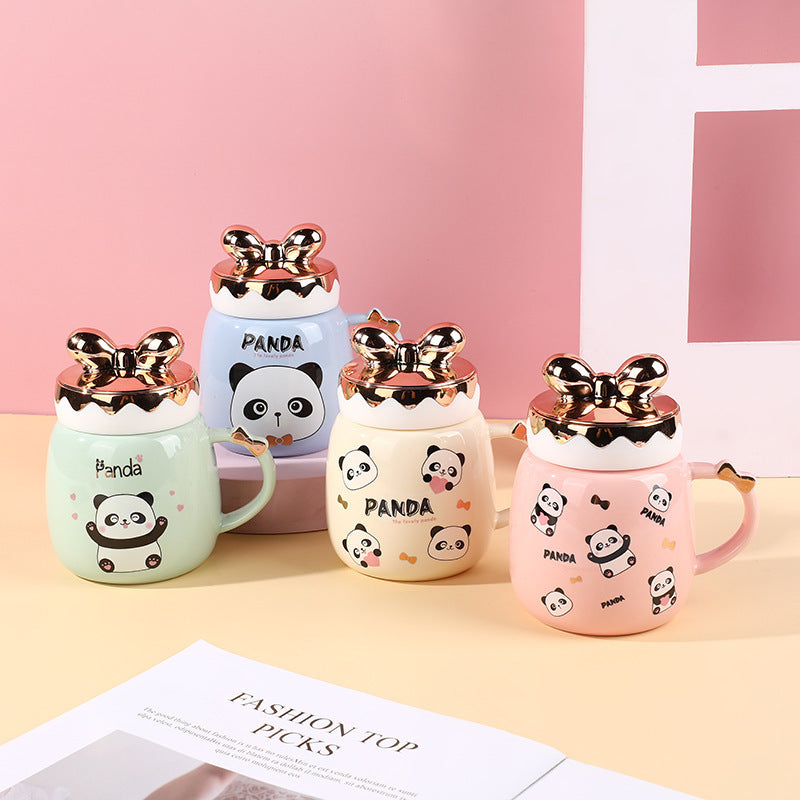 Cartoon Cute Ceramic Cup Printing Mug Color Bow Cup Lid - The Number 1 Things