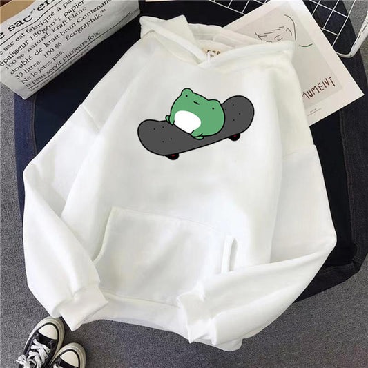 Skateboard Frog Long-sleeved Fleece Sweatshirt - The Number 1 Things