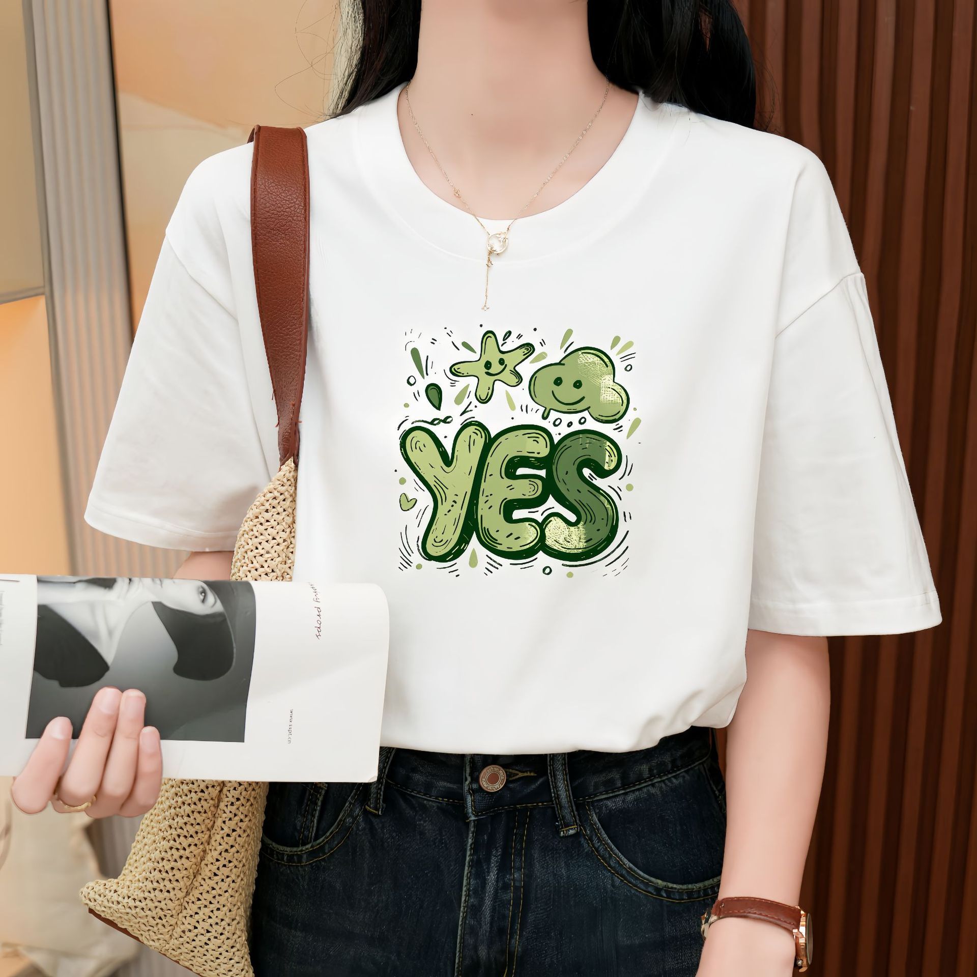 Heavy Pure Cotton Loose Short Sleeve T-shirt - The Number 1 Things