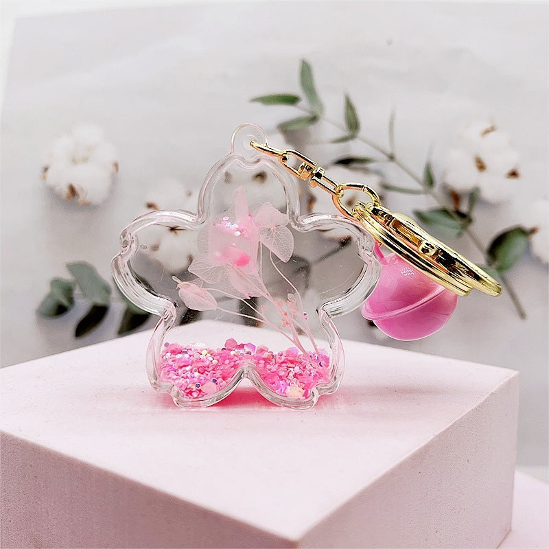 Creative Acrylic Dried Flower Oil Keychain Preserved Liquid Oil Quicksand Handbag - The Number 1 Things