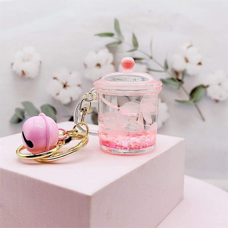 Creative Acrylic Dried Flower Oil Keychain Preserved Liquid Oil Quicksand Handbag - The Number 1 Things