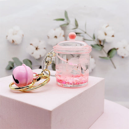 Creative Acrylic Dried Flower Oil Keychain Preserved Liquid Oil Quicksand Handbag - The Number 1 Things