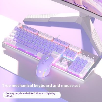 Purple Mechanical Keyboard Mouse Suit Wired Green Axis - The Number 1 Things
