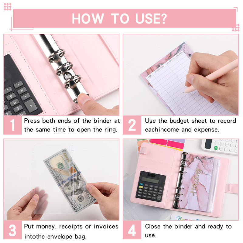A6 Loose-leaf Binder Journal Book Notebook Leather PU 6 Hole Loose Spiral Calculator - The Number 1 Things