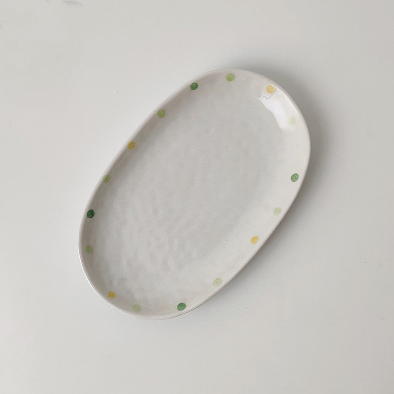 Dot Ceramic Plate Set Small Breakfast Plate Dessert Plate Flavor Plate Oval Plate - The Number 1 Things