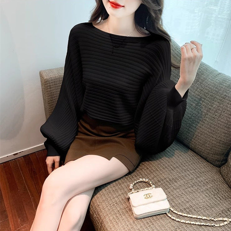 Lantern Sleeve Sweater Underwear Off-shoulder Collar - The Number 1 Things