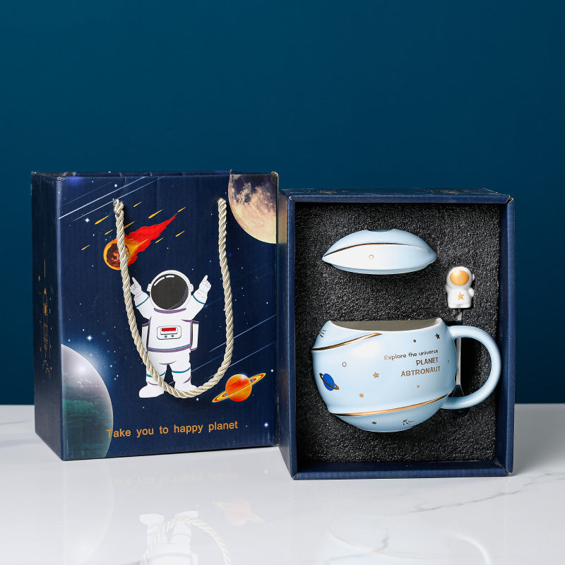 Creative New Ceramic Spaceman Mug With Lid Spoon - The Number 1 Things