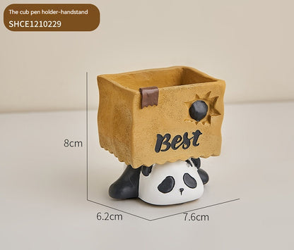 Cute Panda Pen Holder Creative Office Desk Ornaments Decoration Supplies Storage Box