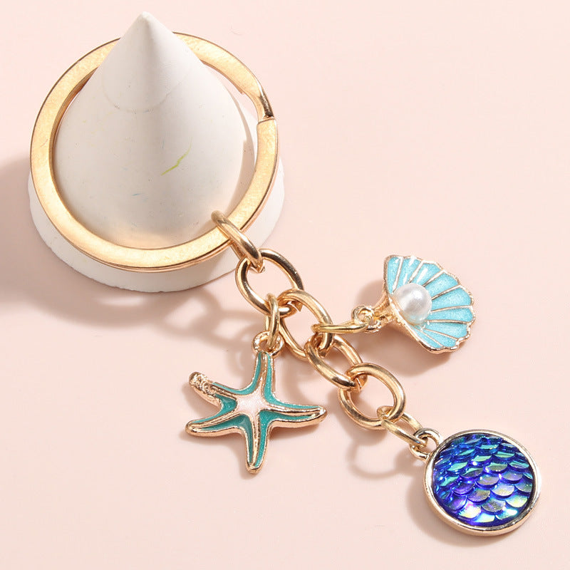 Creative Shell Starfish Mermaid Alloy Drip Keychain Pendant - The Number 1 Things