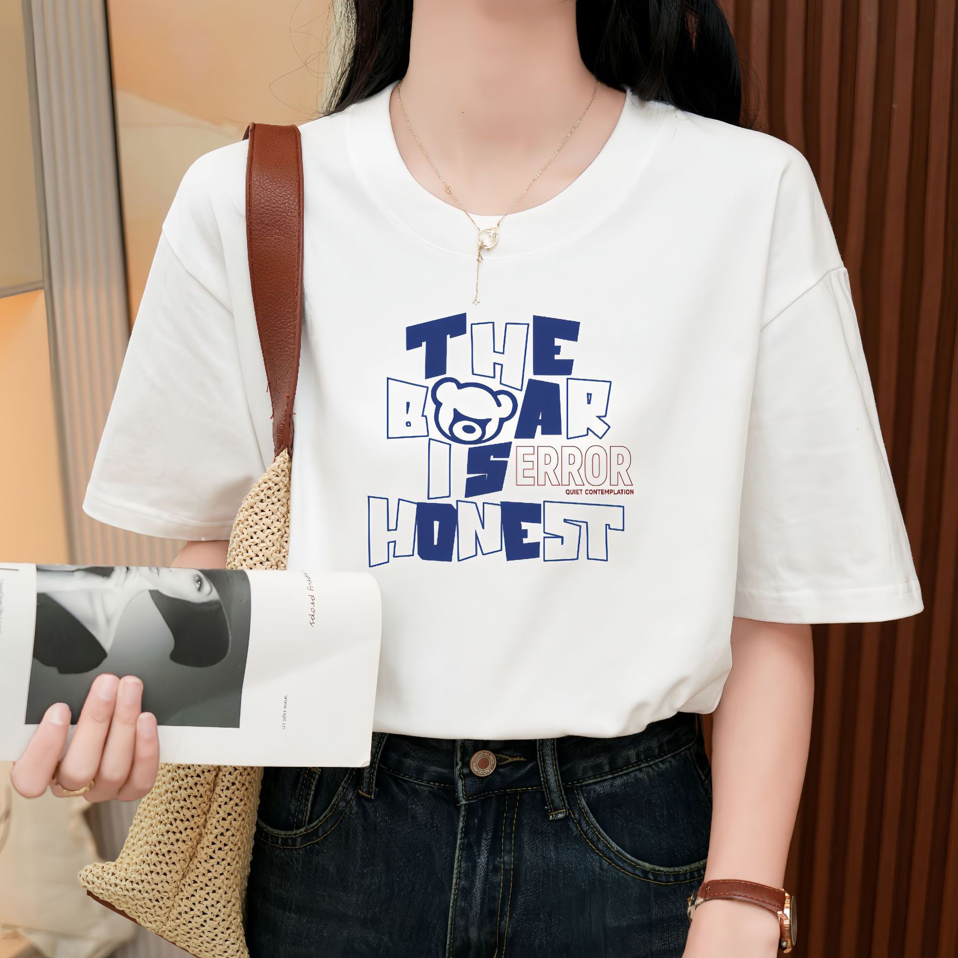 Heavy Pure Cotton Loose Short Sleeve T-shirt - The Number 1 Things