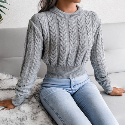 Twist Waist Knitted Cropped Sweater Women's Clothing - The Number 1 Things