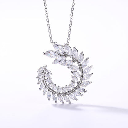 Simple And Versatile Micro-encrusted Zircon Leaf Necklace Clavicle Chain Women - The Number 1 Things