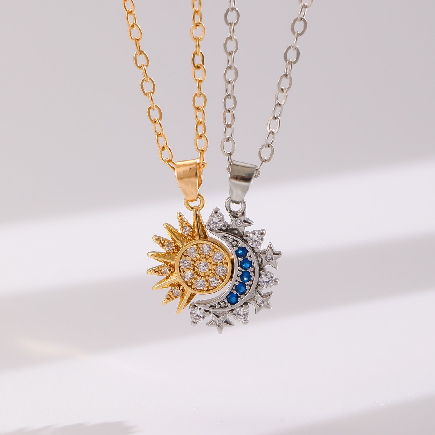 2pcs Necklace Sun And Moon Magnetic Pendant Clavicle Chain Necklace For Couple Lovers - The Number 1 Things