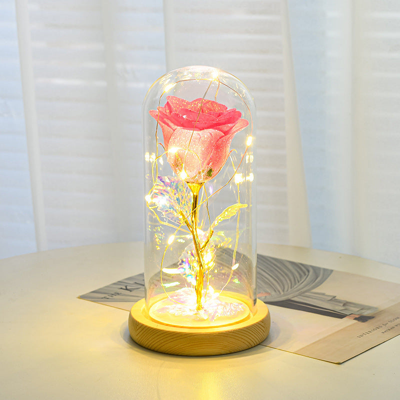 Eternal Rose Flowers LED Light In Glass Cover Best Gifts