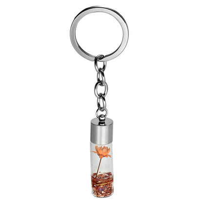 Plant Dried Flower Glass Bottle Pendant Keychain - The Number 1 Things