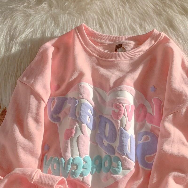 Women's Autumn Couple Loose Niche Design Love Foaming Sweater - The Number 1 Things