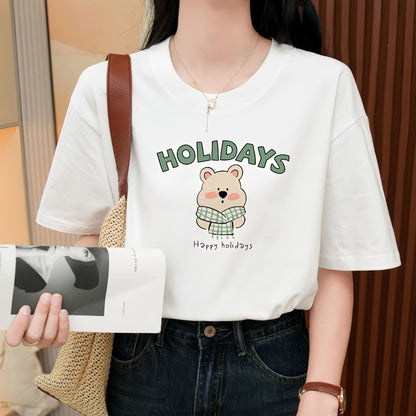 Heavy Pure Cotton Loose Short Sleeve T-shirt - The Number 1 Things