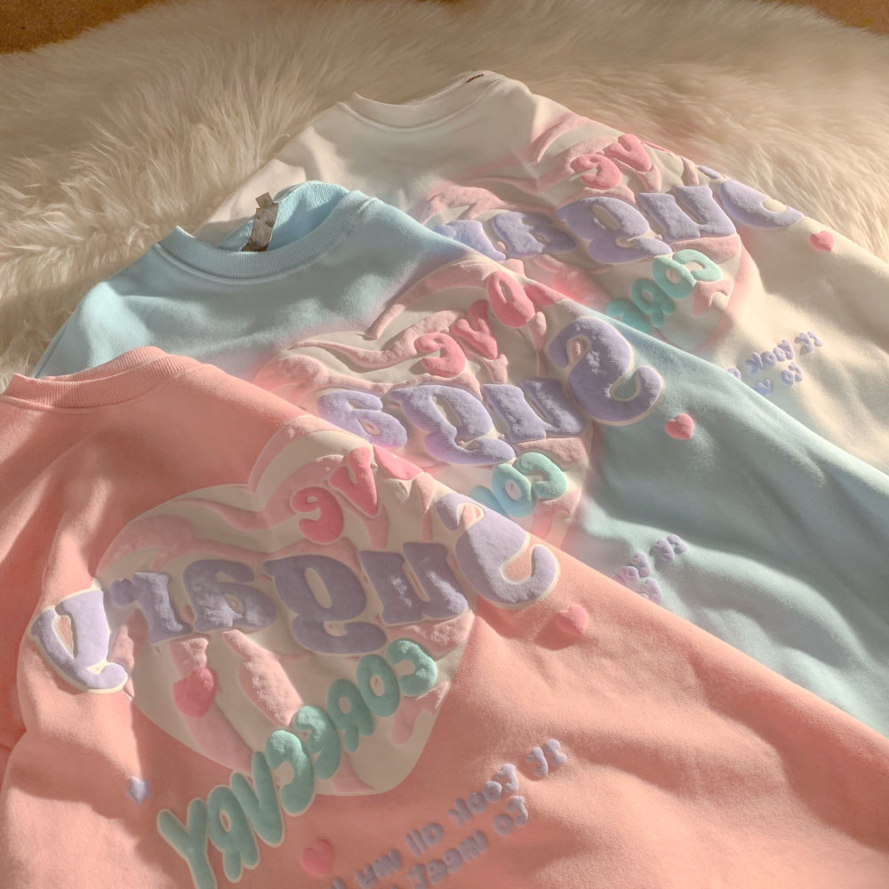 Women's Autumn Couple Loose Niche Design Love Foaming Sweater - The Number 1 Things