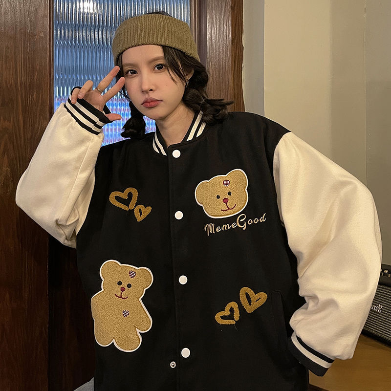 Girls' Bear Embroidered Baseball Uniform