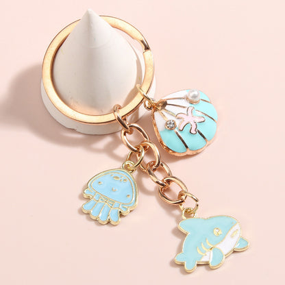 Creative Shell Starfish Mermaid Alloy Drip Keychain Pendant - The Number 1 Things